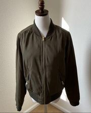 Velvet Heart Bomber Jacket Women's‎ Olive Green Medium Quilted Lining EUC