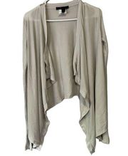 BCBGMAXAZRIA Grey Cardigan XS Long Sleeve Waterfall Open Front Ribbed Knit