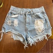 John Galt Brandy Melville XS Super Distressed Denim Cut Off Shorts