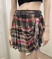 TED BAKER London Plaid Chiffon Skirt Size 2