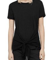 AllSaints Yato Tie Front Top Medium Basic Black Lightweight Tee