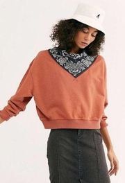 James Bandana Neck Printed Noble Adobe Orange Sweatshirt, Size S NWT