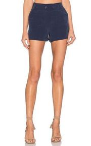 Joie Eshana Navy Blue High Rise Button Silk Soft Shorts 0