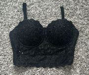 Windsor black lace corset top size small