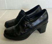 Dansko Black Leather Block High Heel Womens Shoe Slip On Pump US 6.5 EU 37