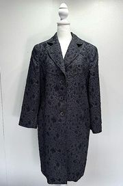 Amanda Smith Black Metallic Jacquard Midi Length Lightweight Jacket Size 14