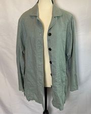 J. Jill Linen Collared Utility Button Up Shacket Blazer Size Medium