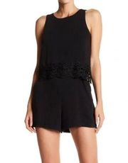 Parker Black Sleeveless Classic Romper Jumpsuit Shorts Size S