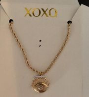 XOXO Rope Chain w Eye & eyelash Pendant 18"