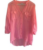 Candie’s pink sheer button down large blouse