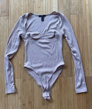 Forever 21 Nude Long Sleeve Bodysuit Sz S