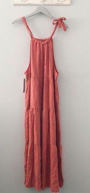Anthropologie x Cloth & Stone Orange Tiered Halter Midi Dress NEW