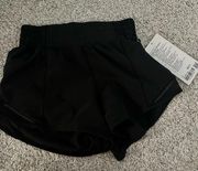 Black Lululemon high-rise 2.5 size two hottie hot shorts