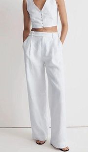 Madewell The Harlow Wide-Leg Pant in 100% Linen in White NWT