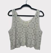 Rebellion Crochet Lace Cropped Tank Top Size Medium Boho Cream