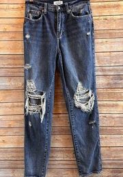 Pistola Presley Destroyed Distressed High Rise Relaxed Blue Jeans Size 25