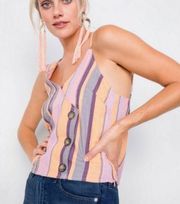 𝅺le LIS Boho Multi Colored Faux Wrap Tank Size S