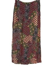 J. Jill Womens Maxi Wrap Skirt Paisley Multicolor Green Size 8