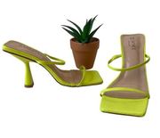 SIMMI Strappy Heeled Sandals Womens Shoes Size 5 Flourescent Yellow Spool Heel