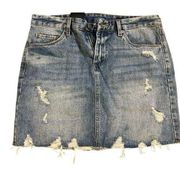 Blank NYC New ladies Y2K distressed denim cotton miniskirt size 28, retro