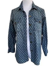 Current /Elliot Perfect Shirt Chambray Button Down W/ Epaulettes Bandana Print 2