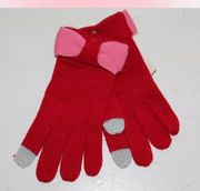 Kate Spade Colorblock Bow Gloves Pink Red Knit