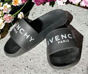 Authentic  logo rubber slide sandal black white