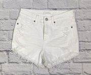 Eunina Lulu high rise cut off shortie white denim short