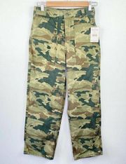 Free People Pants Women Size 25 Remy Moss Camouflage Print Cropped Straight