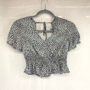 Sky & Sparrow baby doll Cropped Top floral backless womens sz L