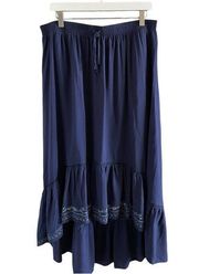High Low Floral Embroidered Maxi Skirt Sz XL