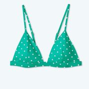 SUMMERSALT Green Polka Dot Classic Triangle Bikini Top Size 6 NWOT