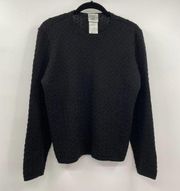 Vintage Laura Ashley 100% Merino Wool Crewneck Knitted Sweater Black Size Medium