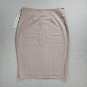 Larry Levine Womens Skirt Size 8 Cream Taupe Back Slit Side Zip Knee Length NEW