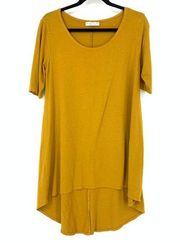 Bryn Walker Women's XS High Low Tunic T-Shirt Short Sleeve Mustard Yellow