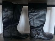 Mid Calf Black Belt Boots