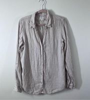 Sigrid olsen beige linen Button down Button back blouse