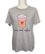 NWT Mama Needs Caffeine Latte Coffee Tee T Shirt Top New Valentine’s Day Mom