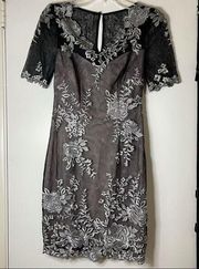 KAREN MILLEN Sheath Black Embroidered Lace dress