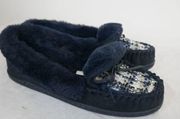 Charter Club Dorenda Moccasin Slippers Navy Boucle 8M