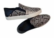 Snakeskin Print Leather Black Detail Slipons