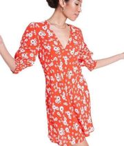 Rixo X Target Woman's Plus 20W/22W Red Floral Puff Sleeve Mini Dress