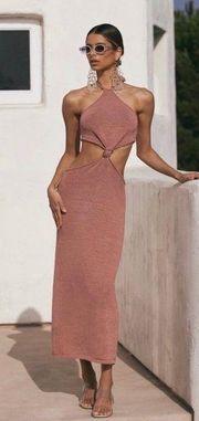 🆕 CULT GAIA Pink Jaipur Cameron Halter Knot Dress Sz L