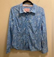 Lilly Pulitzer Jonni Blue Paisley Button Down Shirt Size 10