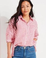 VINEYARD VINES Resort Red Linen Blend Button Down Top Size 2 NEW New with tags