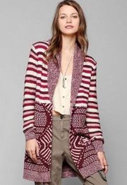 URBAN OUTFITTERS Ecote Inarsia Printed Open Front Cardigan Size Small Purple