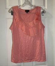 AB Studio Pink/Orange Ruffle Accent Sleeveless Blouse XL