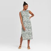 Universal Threads Universal thread green camo shift midi dress