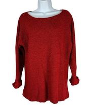 Joe Fresh Women's Knit Red Round Neck Long Sleeved Pullover Sweater Size L