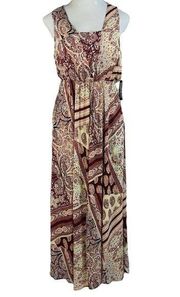 New York & Co X-Small XS Maxi Romper Skirt Paisley Sleeveless Tie Back